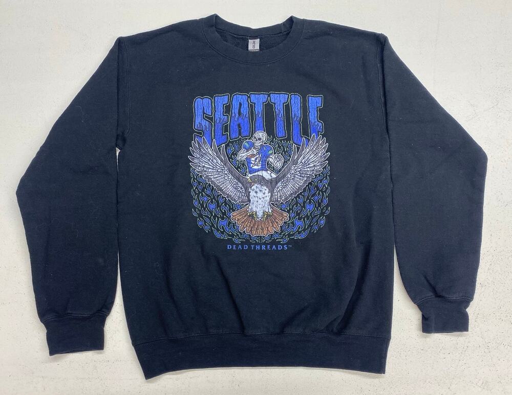 Gildan Dead Threads Apparel NFL Seattle Seahawks skeleton graphic sweatshirt S